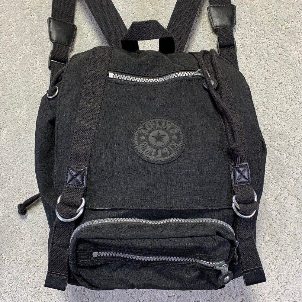 Kipling Black Nylon Backpack Drawstring Flap Back… - image 2